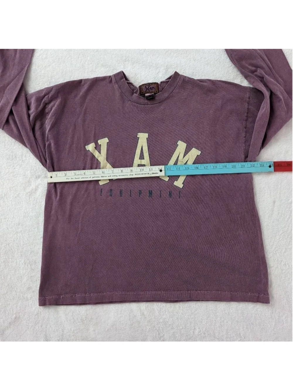 XAM Equipment Vintage 90s Garment Dyed Long Sleeve Plum Purple Top One Size